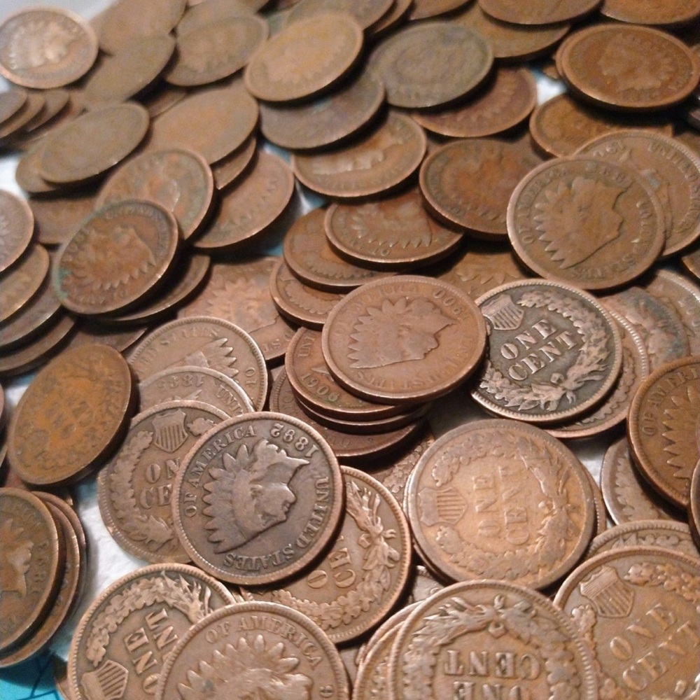 Vintage Indian Head penny Copper Coins ( 5 coins )